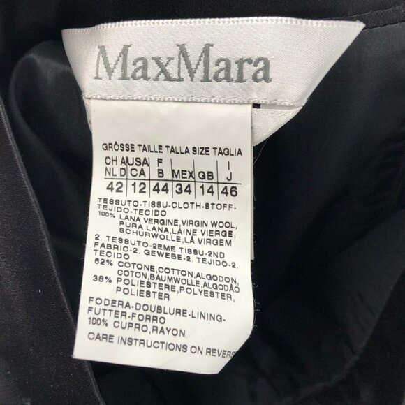 Max Mara Black Wool Knee Length Skirt back slit  size 12 - Picture 4 of 15